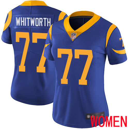 Los Angeles Rams Limited Royal Blue Women Andrew Whitworth Alternate Jersey NFL Football #77 Vapor Untouchable
